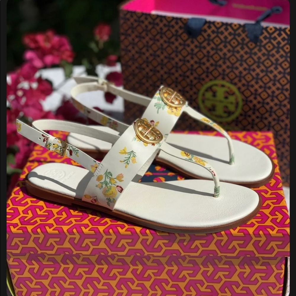 Tory Burch Benton Floral/White Sandal - Brand New